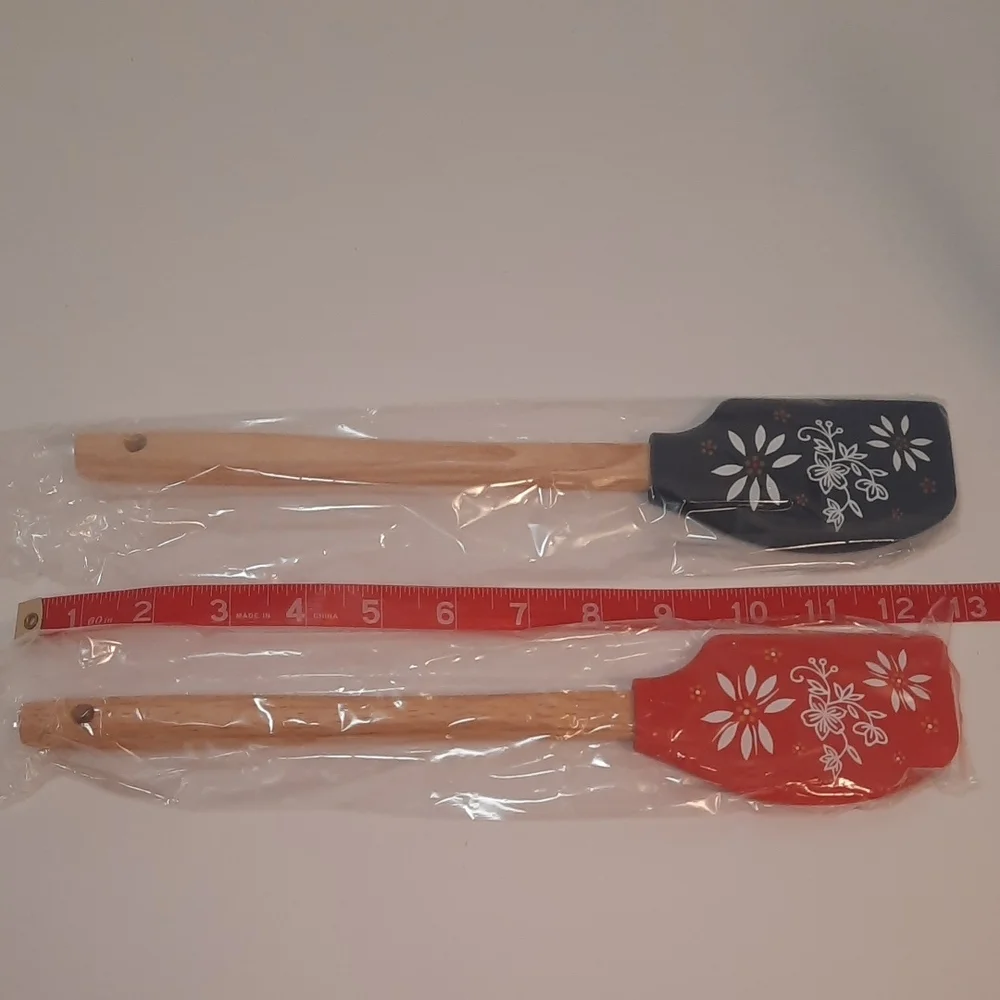 Temp-tations Old World Silicone Spatula Set, Bright Red and Navy Blue
